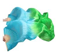 DUANGYMM Belly Dance Fan Silk Real Veils Left+Right(14,L-180cm-1pair(2pcs))
