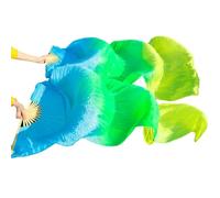 DUANGYMM Belly Dance Fan Silk Real Veils Left+Right(15,S-120cm-1pair(2pcs))