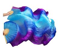 DUANGYMM Belly Dance Fan Silk Real Veils Left+Right(22,M-150cm-1pair(2pcs))