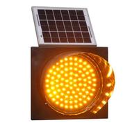 DUANHOZ 12in LED Flashing Solar Traffic Light, Signals Signs Lights with Solar Panel and Sun Visor, Single Flashing, for Intersections, Curves, Bridges (Yellow)