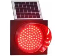 DUANHOZ 12in LED Flashing Solar Traffic Light, Signals Signs Lights with Solar Panel and Sun Visor, Single Flashing, for Intersections, Curves, Bridges (Red)