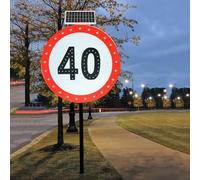 DUANHOZ 24" Solar Road Traffic Safety Signs LED Flashing Light Stop Warning Sign Solar Powered LED 20/30/40/50/60/80 Speed Limit Signs (40)