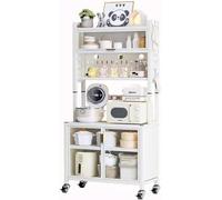 DUANHOZ Height-adjustable baking rack with braked casters Large carrying capacity Microwave stand with storage Freestanding kitchen rack storage rack Coffee bar (Size：82cm)