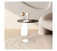 DUANHOZ Modern Acrylic End Table, Round Side Table, Small Coffee Table,Modern Nightstand with Clear Acrylic Frame for Living Room,Bedroom and Lobby Simple