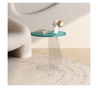 DUANHOZ Modern Acrylic End Table, Round Side Table, Small Coffee Table,Modern Nightstand with Clear Acrylic Frame for Living Room,Bedroom and Lobby Simple