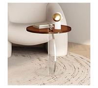 DUANHOZ Modern Acrylic End Table, Round Side Table, Small Coffee Table,Modern Nightstand with Clear Acrylic Frame for Living Room,Bedroom and Lobby Simple