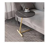 DUANHOZ Modern C Shaped Side Table with White Marble Top and Gold Metal Frame Perfect for Small Spaces and Couches Stylish and Functional Accent Furniture