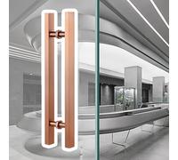 DUANHOZ Modern Rose Gold Commercial Office Door Pull Handles Long Rectangle Push Pull Handle for Barn Glass Metal and Wooden Doors (Sizes: 150cm(59") and 120cm)