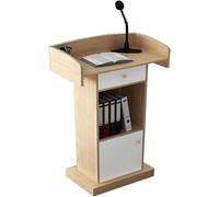 DUANHOZ Modern Wood Podium with Spacious Desk48.8in Height Lectern for Churches & EventsRustic Oak Pulpit60x42x124CM Floor Stand