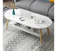 DUANHOZ Nordic Style Wood Coffee Table with Marble Top and Shelf for Living Room 47" L x 24" W x 16.5" H