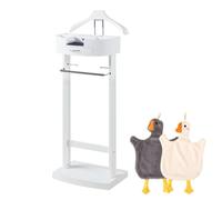 DUANHOZ Premium Wooden Clothes Valet Stand - Floor Standing Suit Hanger for Men & Women, Solid Wood Coat Rack, 43.1x34.2x106.6 cm, Stylish Free-Standing nizer (Brown)