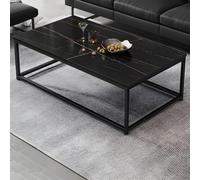 DUANHOZ Rectangle Cocktail Table Frame Single Coffee Table with Shelf Coffee Table Italian Imitation Slate TV Cabinet Combination Rectangular Table Black Shelves Not Included 47