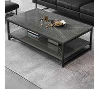 DUANHOZ Rectangle Cocktail Table Frame Single Coffee Table with Shelf Coffee Table Italian Imitation Slate TV Cabinet Combination Rectangular Table Grey Shelves Included 55" L x