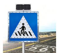 DUANHOZ Solar Powered Pedestrian Crossing Sign | Reflective Aluminum Road Safety | Engineering Grade for Construction, Fire, Rescue, & Traffic Control - 30in