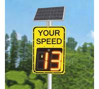 DUANHOZ Solar Powered Radar Speed Limit Sign - 20"x27" & 24"x36" Adjustable LED Speed Display - Traffic Safety Sign with Accessories - Yellow - High Visibility