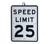 DUANHOZ Speed Limit Traffic Sign 25 MPH, Aluminum Road Safety Sign Speed Limit LED Blinking Light, Solar Powered, High Visibility Road Warning Signal