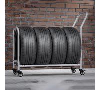 DUANHOZ Tyre Rack, Racking Shelving Standing Rolling Tire Rack Cart, Heavy Duty Garage Tire Storage Stand/Transport Trailer, Metal Tyre Organizer Shelf Holder, Multi-Tire Rim Rac