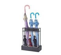 DUANHOZ Umbrella stand Modern Metal Umbrella Stand Rack Freestanding Umbrella Holder Bin 3 Compartment Cane Storage Rack w/3 Hooks for Home Hotel Office hallway (Black)