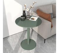 DUANHOZ Vintage Round Coffee Side TableSmall Marble Base Drink Table for Limited SpacesElegant End Table Pedestal for Sofa Couch Chair Patio48cm/18.9inGreen