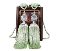 DUANSIYU Curtain Tie Backs 1 Pair Tassel Curtain Tieback Retro Style Faux Crystal Tassels Fringe Curtain Holder Tieback Bandage Rope Home Decoration Tie Backs For Curtains(Bean Green)