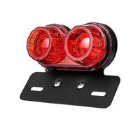 DUANSIYU Motorcycle Taillight Motorcycle Tail Light Double Round Metal Brake Light Modified Driving Light Accessories Motorbike Rear Light(Red)