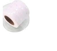 DUANSIYU Tulle 2Pcs 6cm 25yards Tulle Roll Ribbon Rainbow Glitter Heart Print Mesh Tape DIY Valentine Day Handmade Headband Dress Skirt Tulle Roll(White)