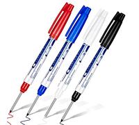 DUAO 4 Pcs Deep Reach Markers Long Nose Marker Waterproof Deep Hole Marker 30 mm Reach Permanent Markers, 4 Colors, red&black&blue&white