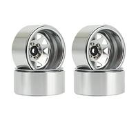 DUAO 4PCS Deep Dish Wagon 1.9 Metal Beadlock Wheel Hub Rim for 1/10 RC Crawler Axial SCX10 90046 TRX4 D90,1, Silver (500187634A1)