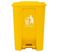 DUAS 30/50/80L Pedal Bin - Large Recycling & Rubbish Dustbin for Kitchen, Home & Office - Durable Plastic Waste Trash Bin with Foot Pedal & Lid (Yellow, 50L)