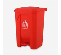 DUAS 30/50/80L Pedal Bin - Large Recycling & Rubbish Dustbin for Kitchen, Home & Office - Durable Plastic Waste Trash Bin with Foot Pedal & Lid (Red, 30L)