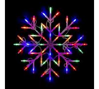 DUAS 50 LED Snowflake Fairy Lights - Colour-Changing Christmas Window Decoration - Battery-Powered Hanging Star Lights for Indoor Festive, Party, and Wedding Decor (Multi Colour)