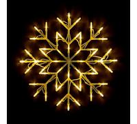 DUAS 50 LED Snowflake Fairy Lights - Colour-Changing Christmas Window Decoration - Battery-Powered Hanging Star Lights for Indoor Festive, Party, and Wedding Decor (Warm White)