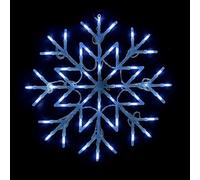 DUAS 50 LED Snowflake Fairy Lights - Colour-Changing Christmas Window Decoration - Battery-Powered Hanging Star Lights for Indoor Festive, Party, and Wedding Decor (Cool White)