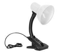 DUAS Adjustable Desk Lamp with Clamp for Bed, Study, and Reading - Modern Clip Light, E27 Bulb, 40W, Adjustable Arm, Black/White (White)