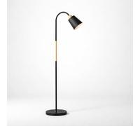 DUAS Adjustable Metal Floor Lamp Black or White - 150cm Tall Reading Standing Light with 720° Rotating Head, E27 Bulb Compatible, UK Plug, 1.5m Cable for Bedroom, Living Room, Office (Black)