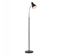 DUAS Adjustable Metal Floor Lamp with Heavy Base, Gooseneck Reading Light, LED Compatible, Modern Design, 40W 120V for Office & Living Room, Black/White (Black)