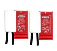 DUAS Fire Blanket 1m x 1m with Flame Retardant Cotton Tapes - Large Emergency Safety Blanket for Kitchen Home Car & Travel - Heat Resistant Quick Release for Fire Protection (PACK OF 2)