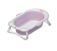 DUAS Foldable Baby Bath Tub with Temperature Sensor Portable Infant Toddler Bathing Tub Space Saving Design with Water Drain Plug Non-Slip Base for Newborns and Growing Babies