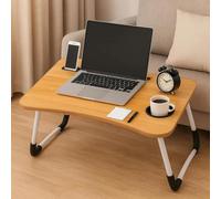 DUAS Foldable Laptop Table for Bed & Sofa - Portable Lap Desk Stand Tray for Work, Study, Reading & Breakfast - Multi-Purpose Laptop Desk 60x40x26cm (Oak Wood)