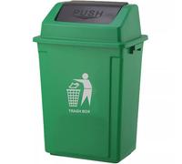 DUAS Large 30L-40L Recycling Swing Trash Can - Durable Plastic Waste Bin for Home, Kitchen, Office - 6 Color Options (Green, 30 Litres)