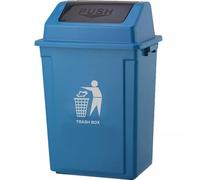 DUAS Large 30L-40L Recycling Swing Trash Can - Durable Plastic Waste Bin for Home, Kitchen, Office - 6 Color Options (Blue, 40 Litres)