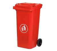 DUAS Outdoor Wheelie Bin Trash Can Large 100L & 120L EN840 Certified Rubbish Waste Dustbin with Lid, Rubber Wheels, and Steel Axle - Durable for Home Workplace and Commercial Use (Red, 120L)
