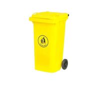 DUAS Outdoor Wheelie Bin Trash Can Large 100L & 120L EN840 Certified Rubbish Waste Dustbin with Lid, Rubber Wheels, and Steel Axle - Durable for Home Workplace and Commercial Use (Yellow, 120L)