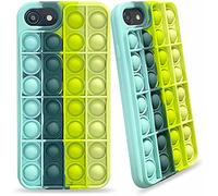 DUAS Poppets Pop Phone Case for Boys Compatible with iPhone 6 6s 7 8 SE2020 SE2022, Poppet Fidget Silicone Case for Anti-Anxiety Anti-Depression, Stress Relief OCD, ADHD Green
