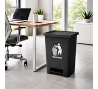 DUAS Recycling Pedal Bin Kitchen Waste Trash Can 50L / 80L - Large Plastic Rubbish Bin with Foot Pedal Lid, Soft Close, Modern Black Waste Bin for Home Office Indoor Outdoor Use (Black, 50L)