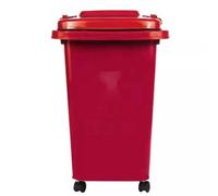 DUAS Recycling Wheelie Bin Dustbin Plastic Rubbish Waste Trash Bin for Kitchen Home and Office - 30L & 50L Sizes, Green and Red (Red, 50L)