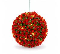 DUAS Solar Topiary Ball 27cm with 20 LED Lights, Artificial Hanging Garden Ball, Solar Powered Outdoor Decorative Light for Front Door, Patio, Porch, Balcony & Garden Décor (Solar Power Lights 27cm)