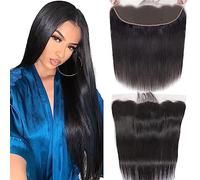 DUAUJUIU 13x4 Lace Frontals Human Hair Straight HD Transparent Lace Frontal Closure Human Hair 13x4 Pre Plucked with Natural Hairline Ear to Ear Brazilian Hair for Women 10 Inch