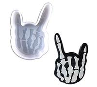 Duawenki Ghost Hand Rock Sign Shape Car Freshie Silicone Mold for Making Soap Aroma Beads Car Freshie Candle Pendant Resin