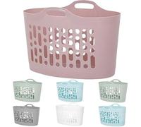 DUAYRA 50L Flexible Plastic Laundry Basket | Strong Carry Handles | Free-standing Clothes Washing Line | Indoor Outdoor Home Garden Bedroom Room | Space Saving Multipurpose Bucket | Assorted Colors